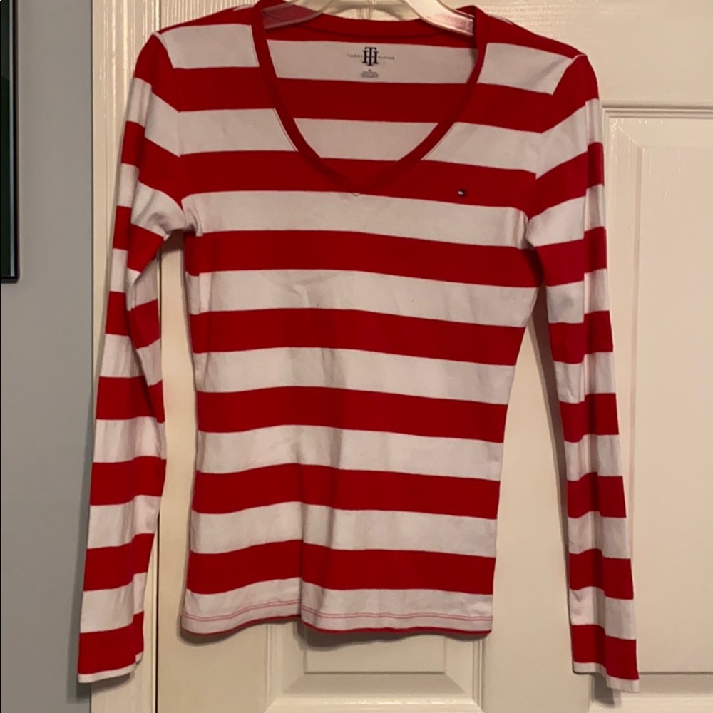 Tommy Hilfiger V-neck striped long sleeve T-shirt
